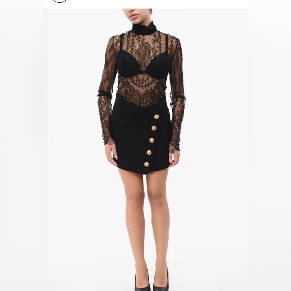 BALMAIN Decorative Button Mini Skirt In Nero size 38